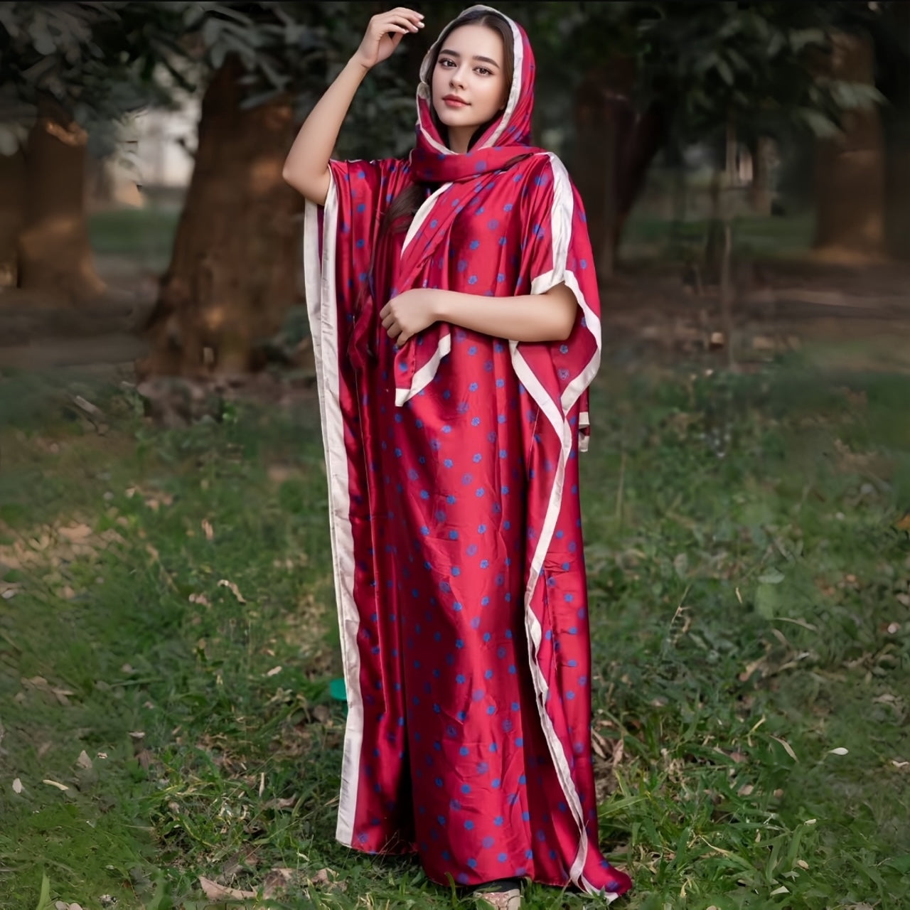 Crimson Blossom Kaftan